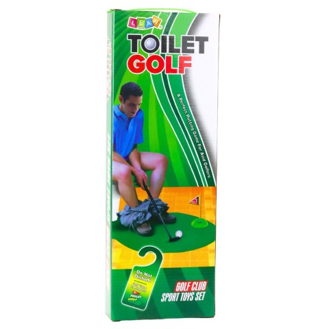 ZESTAW GRA ZRĘCZNOŚCIOWA GOLF TOALETOWY MATA KIJ PIŁKI ZAWIESZKA NA DRZWI
