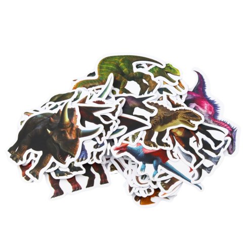 ZESTAW NAKLEJEK DLA DZIECI Z DINOZAURAMI 4-7CM 50SZT