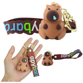 BRELOK FIGURKA KAPIBARA BRĄZOWA ZAWIESZKA KARABIŃCZYK KÓŁKO