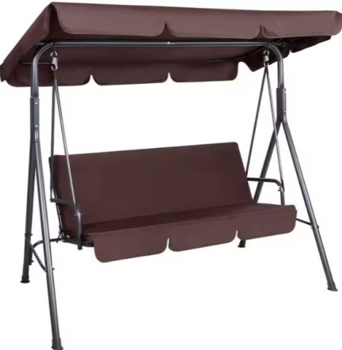HUŚTAWKA TRZYOSOBOWA OGRODOWA BUJANA MATERAC BRĄZOWA