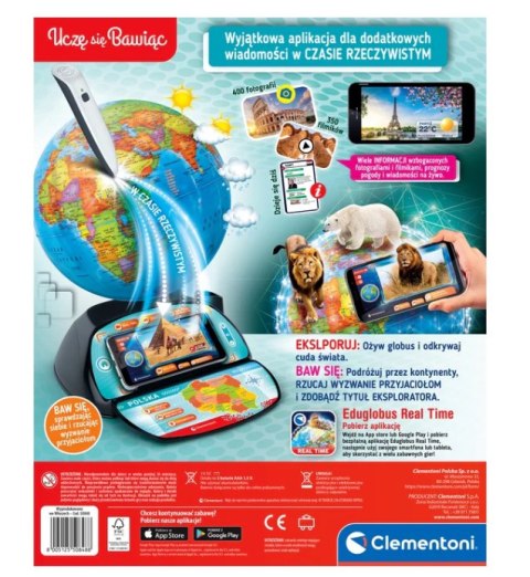 INTERAKTYWNY GLOBUS EDUGLOBUS UCZĘ SIĘ BAWIĄC JĘZYK POLSKI CLEMENTONI 50848