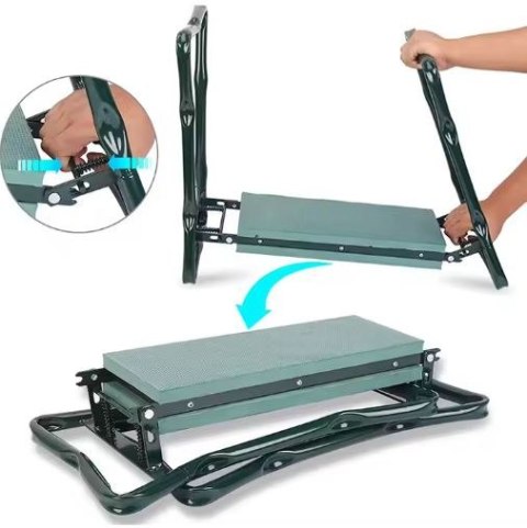 KLĘCZNIK OGRODOWY TABORET KRZESEŁKO SKŁADANE Z PRZYBORNIKIEM 3W1