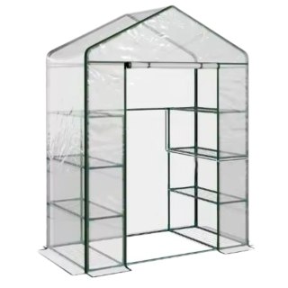 MINI SZKLARNIA BALKONOWA OGRODOWA 4 PÓŁKI METALOWE FOLIA PVC 195 X 143 X 73CM