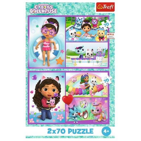 PUZZLE - 2X70 - BAW SIĘ Z GABBY - KOCI DOMEK GABI - TREFL 34438