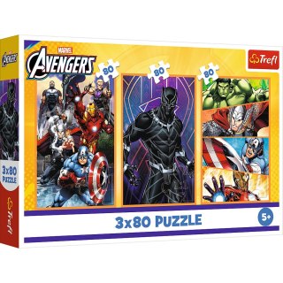 PUZZLE - 3X80 - DNI PEŁNE AKCJI - DISNEY MARVEL THE AVENGERS - TREFL 34883