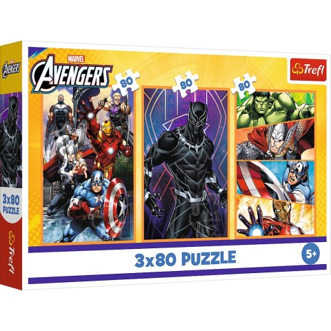 PUZZLE - 3X80 - DNI PEŁNE AKCJI - DISNEY MARVEL THE AVENGERS - TREFL 34883