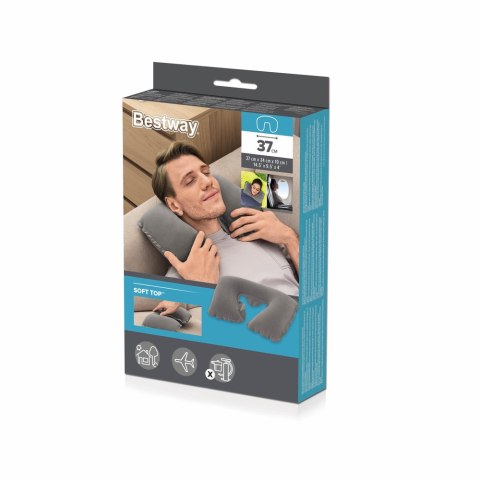 DMUCHANA PODUSZKA PODRÓŻNA 46 X 28 CM ROGAL SZARA BESTWAY 67006