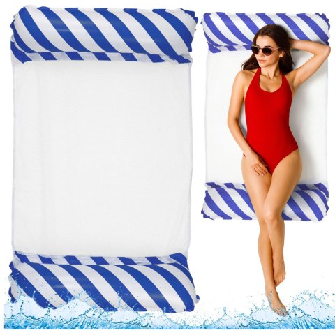 DMUCHANY HAMAK WODNY MATERAC LEŻAK BIAŁO-GRANATOWY 120X70CM