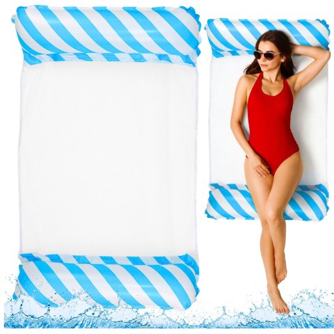 DMUCHANY HAMAK WODNY MATERAC LEŻAK BIAŁO-NIEBIESKI 120X70CM