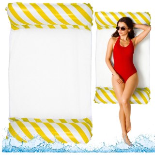 DMUCHANY HAMAK WODNY MATERAC LEŻAK BIAŁO-ŻÓŁTY 120X70CM