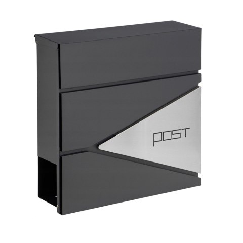DUŻA SKRZYNKA POCZTOWA NA LISTY GAZETY ANTRACYTOWA NAPIS POST 37X37X10,5 CM