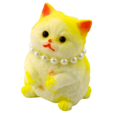 GNIOTEK SENSORYCZNY MIĘKKI KOTEK Z PERŁAMI BIAŁO-ŻÓŁTY 7,5CM