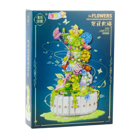 KLOCKI KONSTRUKCYJNE KOMPOZYCJA KWIATOWA Z MOTYLAMI ŚWIATŁA LED 1399 EL.