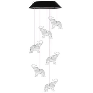 LAMPKI SOLARNE OGRODOWE LED DZWONKI SŁONIKI KOLOROWE 70CM