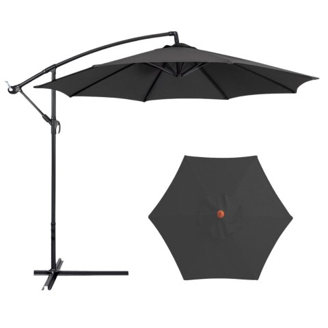 PARASOL OGRODOWY BOCZNY Z REGULACJĄ POCHYŁU POKROWIEC 350 X 250CM ANTRACYT
