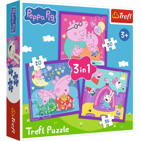 PUZZLE - 3W1 (20, 36, 50) - ZWYCZAJE ŚWINKI PEPPY - ŚWINKA PEPPA - TREFL 34893
