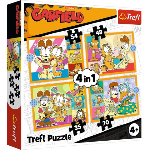 PUZZLE - 4W1 (35, 48, 54, 70) - GARFIELD KOCHA LASANIĘ - TREFL 34673