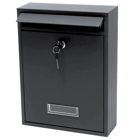 SKRZYNKA POCZTOWA NA LISTY STAL OCYNKOWANA CZARNA 32X21,5X8,5CM