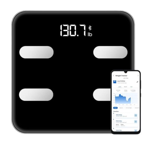 WAGA ELEKTRONICZNA ŁAZIENKOWA FUNKCJA SMART BLUETOOTH BMI BMR APLIKACJA