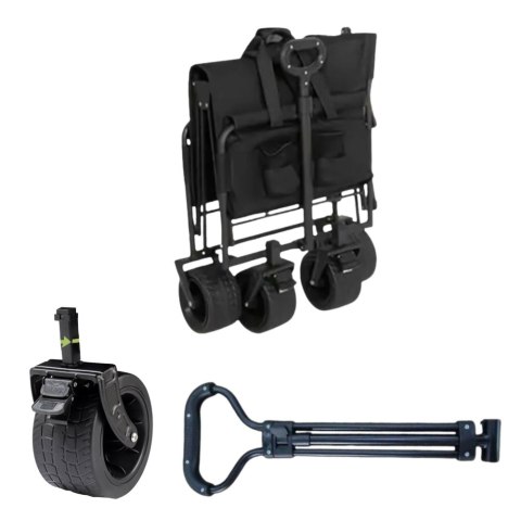 WÓZEK OGRODOWY PLAŻOWY TRANSPORTOWY SKŁADANY CZARNY 120L