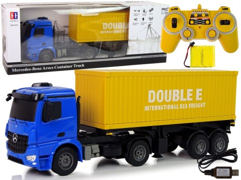 DUŻA CIĘŻARÓWKA R/C MERCEDES AROCS NIEBIESKA 1:20 KONTENER 58 CM DŁUGOŚCI
