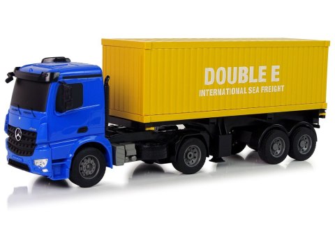 DUŻA CIĘŻARÓWKA R/C MERCEDES AROCS NIEBIESKA 1:20 KONTENER 58 CM DŁUGOŚCI