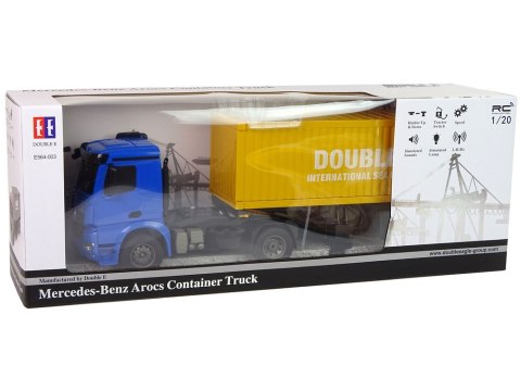 DUŻA CIĘŻARÓWKA R/C MERCEDES AROCS NIEBIESKA 1:20 KONTENER 58 CM DŁUGOŚCI