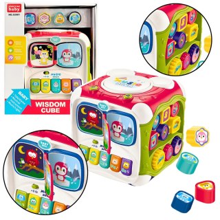 DUŻA KOSTKA EDUKACYJNA WIELOFUNKCYJNA PIANINKO SORTER BĘBENEK