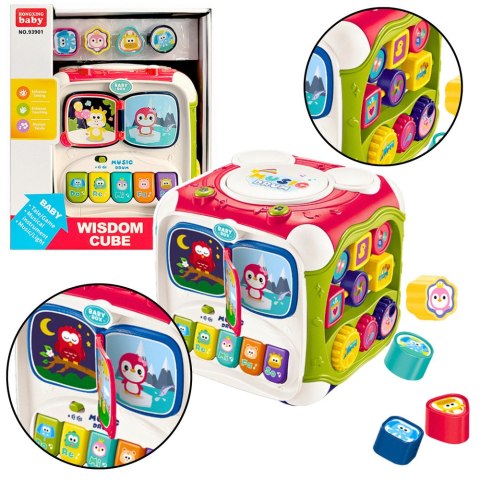 DUŻA KOSTKA EDUKACYJNA WIELOFUNKCYJNA PIANINKO SORTER BĘBENEK