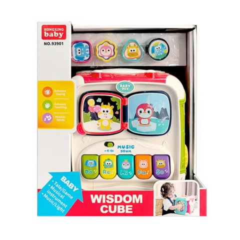 DUŻA KOSTKA EDUKACYJNA WIELOFUNKCYJNA PIANINKO SORTER BĘBENEK