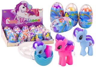 FIGURKA JEDNOROŻEC W JAJKU KOLOROWY DO CZESANIA GRZEBIEŃ MAGICZNE JAJKO MIX