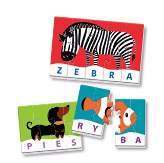 GRA EDUKACYJNA PUZZLE MOJE PIERWSZE SŁOWA UCZĘ SIĘ BAWIĄC JĘZYK POLSKI CLEMENTONI 50770