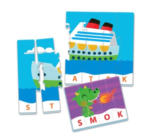 GRA EDUKACYJNA PUZZLE MOJE PIERWSZE SŁOWA UCZĘ SIĘ BAWIĄC JĘZYK POLSKI CLEMENTONI 50770