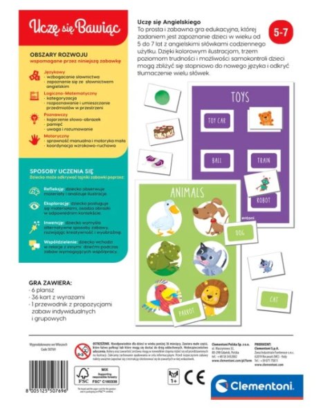 GRA EDUKACYJNA UCZĘ SIĘ ANGIELSKIEGO UCZĘ SIĘ BAWIĄC JĘZYK POLSKI CLEMENTONI 50769