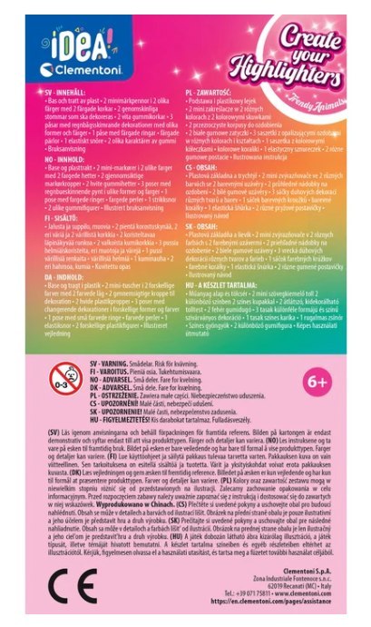 IDEA ART ZESTAW MINI FABRYKA MARKERÓW ZAKREŚLACZY MAGICZNE ZWIERZĘTA CLEMENTONI 18167