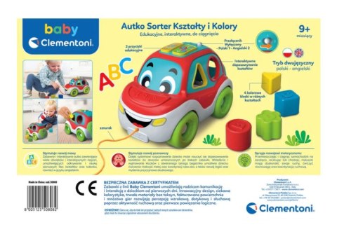 INTERAKTYWNE AUTKO SORTER KSZTAŁTY I KOLORY JĘZYK POLSKI I ANGIELSKI CLEMENTONI 50808