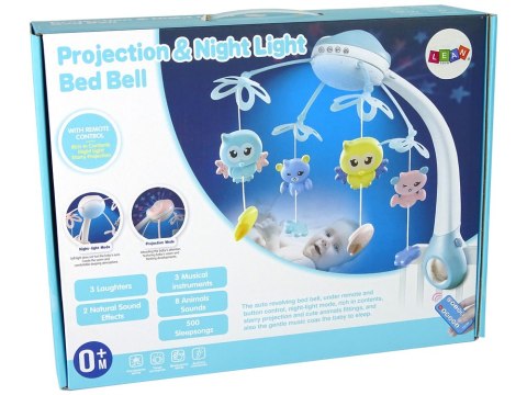 KARUZELA DO ŁÓŻECZKA PROJEKTOR PILOT MELODIE ODGŁOSY ZWIERZĄT NIEBIESKI