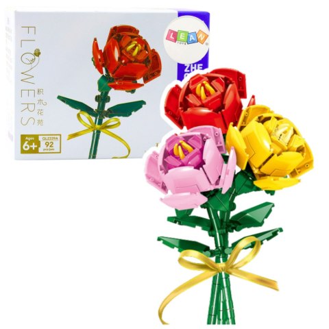 KLOCKI KONSTRUKCYJNE RÓŻA Z KOKARDĄ CZERWONA 92 EL.