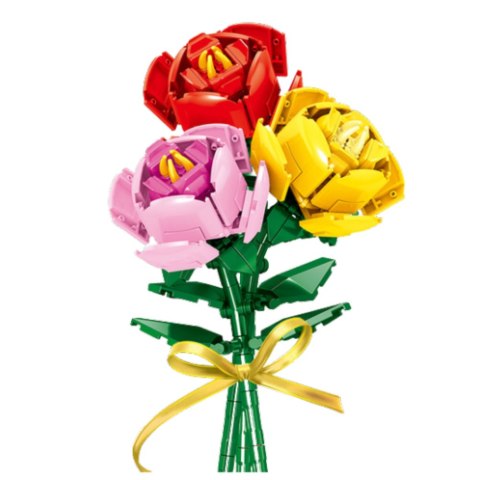 KLOCKI KONSTRUKCYJNE RÓŻA Z KOKARDĄ CZERWONA 92 EL.