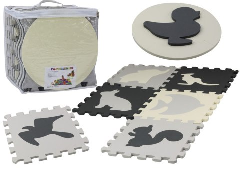 MIĘKKIE PUZZLE MATA KONTRASTOWA EDUKACYJNA PIANKA EVA SZARE 28 ELE.