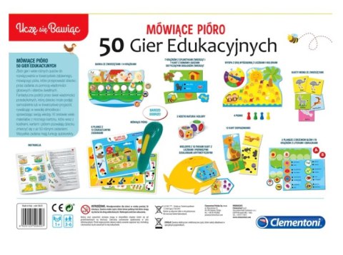 MÓWIĄCE PIÓRO 50 GIER EDUKACYJNYCH UCZĘ SIĘ BAWIĄC JĘZYK POLSKI CLEMENTONI 50650