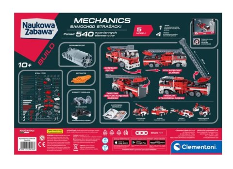 NAUKOWA ZABAWA KLOCKI LABORATORIUM MECHANIKI SAMOCHÓD STRAŻACKI SILNIK ELEKTRYCZNY JĘZYK POLSKI CLEMENTONI 50728