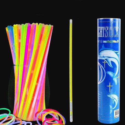 OPASKI FLUORESCENCYJNE 100 SZTUK WIELE KOLORÓW ŚWIECĄCE W CIEMNOŚCI