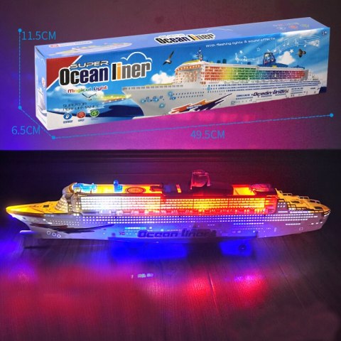 STATEK PASAŻERSKI WYCIECZKOWY JEŻDŻĄCY ŚWIATŁA DŹWIĘKI