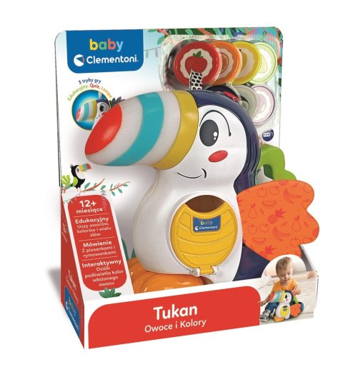 ZABAWKA INTERAKTYWNA TUKAN ADRIAN OWOCE I KOLORY SORTER ŻETONY JĘZYK POLSKI CLEMENTONI 50383