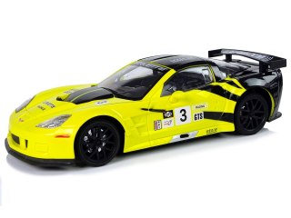 AUTO SPORTOWE WYŚCIGOWE R/C 1:18 CORVETTE C6.R ŻÓŁTY 2.4 G ŚWIATŁA