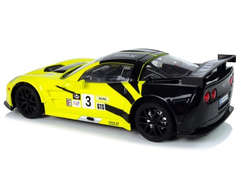 AUTO SPORTOWE WYŚCIGOWE R/C 1:18 CORVETTE C6.R ŻÓŁTY 2.4 G ŚWIATŁA