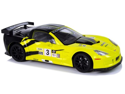 AUTO SPORTOWE WYŚCIGOWE R/C 1:18 CORVETTE C6.R ŻÓŁTY 2.4 G ŚWIATŁA