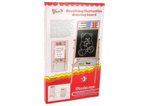 DREWNIANA TABLICA 2W1 MAGNETYCZNA KREDOWA + LICZYDŁO ALFABET TABLICZKA MNOŻENIA