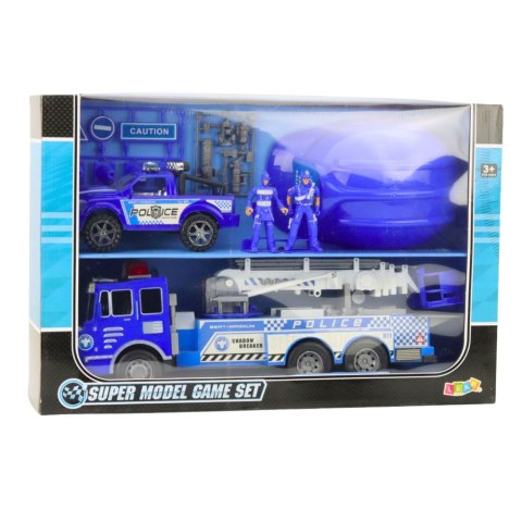 DUŻY ZESTAW POLICYJNY WÓZ FIGURKI KASK DLA DZIECKA NIEBIESKI